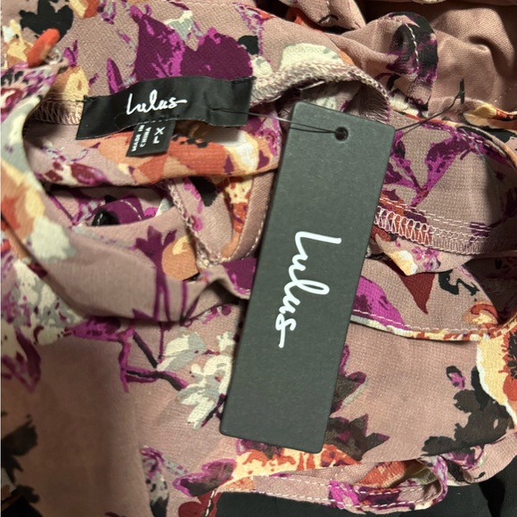 Lulus In My Dreams Mauve Floral Print Midi Dress High Neck A Line Size XL - Picture 3 of 6